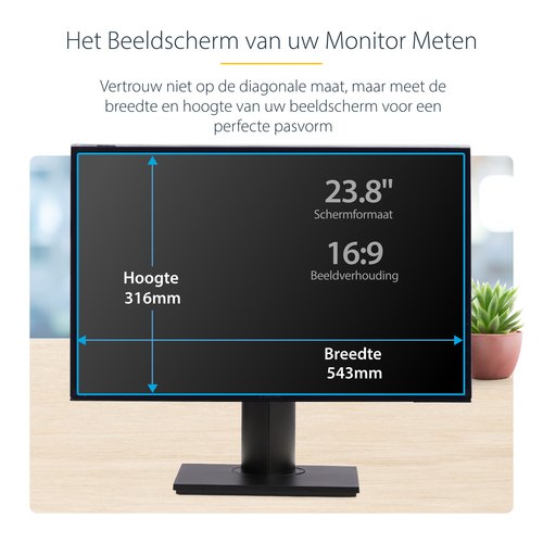 StarTech.com 23,8 inch 16:9 Computer Monitor Privacy Filter, Hangend Acryl Security Filter, Snel te installeren Privacy Screen, Monitor Screen Protector, +/- 30 Graden Kijkhoek, Glanzend
