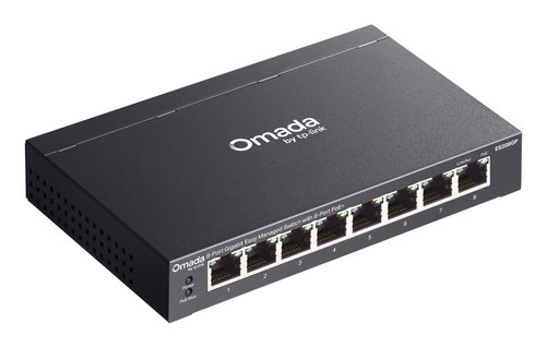 TP-Link Omada ES208GP netwerk-switch Managed L2 Gigabit Ethernet (10/100/1000) Power over Ethernet (PoE) DIN-rail Zwart