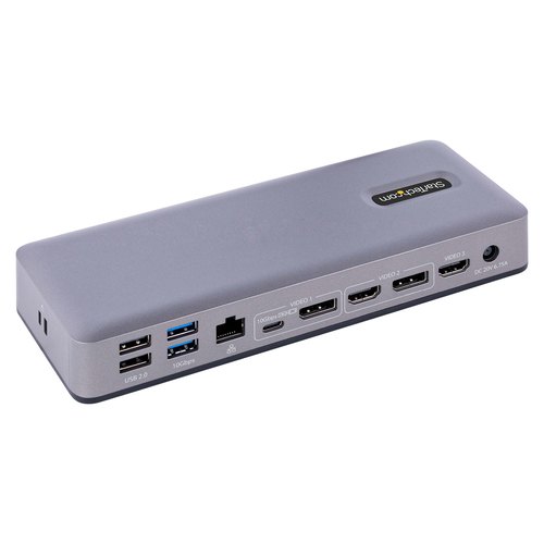 StarTech.com USB-C Docking Station, Multi Monitor USB-C Dock, HDMI/DP/DP Alt-mode, 3x 4K30 / 2x 4K60, 7-Port USB Hub, 60W Power Delivery, GbE, 3.5mm Audio, Works With Chromebook Certified