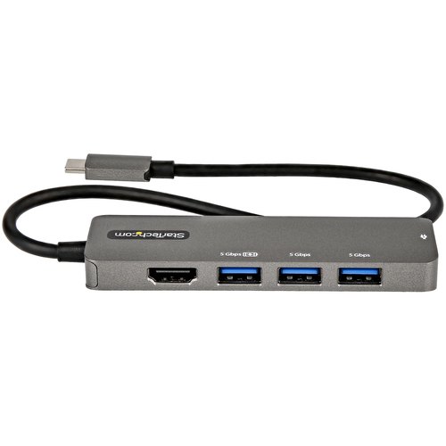 StarTech.com USB C Multiport Adapter - USB-C naar HDMI 2.0b 4K 60Hz (HDR10), 100W Power Delivery Pass-Through, 4-Port USB 3.0 Hub - USB Type-C Mini Dock - 30cm Vaste Kabel