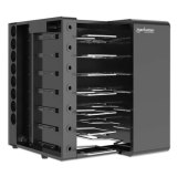 Manhattan Laadkast voor 7 apparaten, laden via interne AC-adapters (EU) (installatie van voedingskabels van apparaten vereist), geschikt voor ALLE laptops tot 16", iPad, MacBook en Chromebook, vakken 402×50×290 mm, afsluitbaar