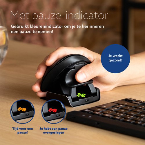 R-Go Tools Ergonomische muis R-Go Twister, met pauzesoftware, ambidexter voor links en rechts, inklapbaar, Bluetooth en bedraad