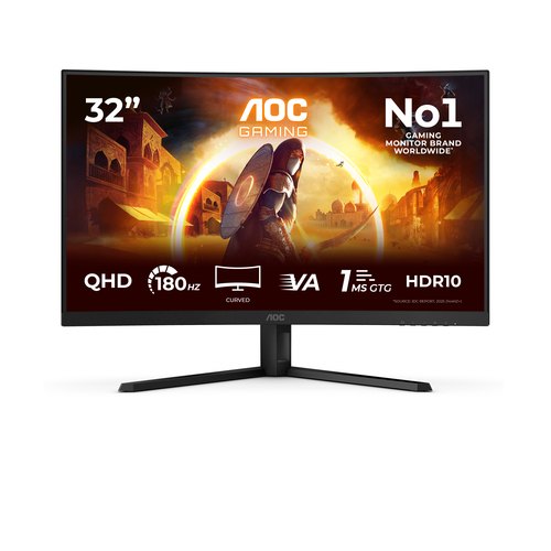 AOC G4 CQ32G4VE computer monitor 80 cm (31.5") 2560 x 1440 Pixels Quad HD LCD Zwart, Grijs