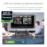 StarTech.com 4-Port Multi-Device USB-C Oplader, Totaal 240W, Single Port 140W EPR, PD 3.1, Poorten met Schroefvergrendeling, Opbouwmontage, Ideaal voor Vergaderzalen
