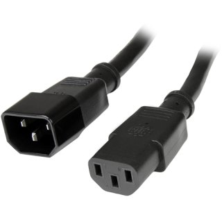 StarTech.com 3m Heavy Duty Stroom Verlengkabel, IEC 320 C14 naar IEC 320 C13 Voedingskabel, 15A 125V, 14AWG, Zwart, Stevige Stroomkabel, IEC 320 C14 naar IEC 320 C13 AC Verlengkabel, UL-Listed