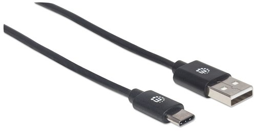 Manhattan USB-C naar USB-A kabel, 3 m, USB 2.0, 480 Mbps, Hi-Speed USB, zwart, levenslange garantie
