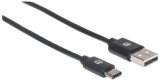 Manhattan USB-C naar USB-A kabel, 3 m, USB 2.0, 480 Mbps, Hi-Speed USB, zwart, levenslange garantie