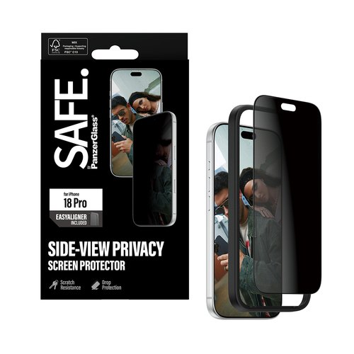 PanzerGlass SAFE. by ® Privacy Screen Protector iPhone 18 Pro | Ultra-Wide Fit m. EasyAligner Doorzichtige schermbeschermer 1 stuk(s)