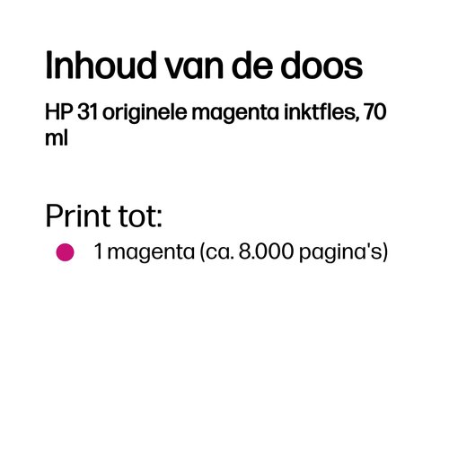 HP 31 originele magenta inktfles, 70 ml