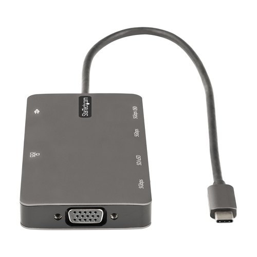 StarTech.com USB C Multiport Adapter, HDMI 4K 30Hz of VGA Travel Dock, 5Gbps USB 3.0 Hub (USB A / USB Type-C Ports), 100W Power Delivery, SD/Micro SD Card Reader, GbE, 30cm Kabel, USB-C Mini Dock
