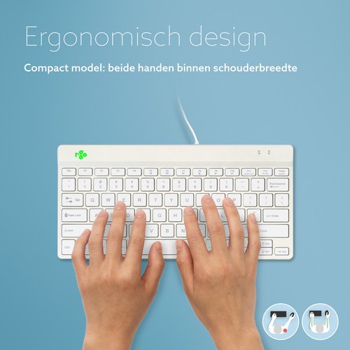 R-Go Tools Ergonomisch toetsenbord R-Go Compact Break, compact toetsenbord met pauzesoftware, QWERTY (US), bedraad, wit