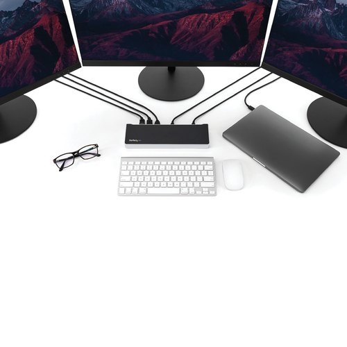 StarTech.com 4K USB-C Dock, Triple UHD 4K Monitor Docking Station, Mac & Windows, USB C to HDMI & DisplayPort, 60W Power Delivery, 5x USB 5Gbps Hub