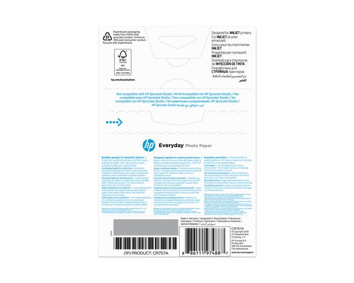 HP Everyday Photo-papier, glanzend, 200 g/m2, 10 x 15 cm (101 x 152 mm), 100 vellen
