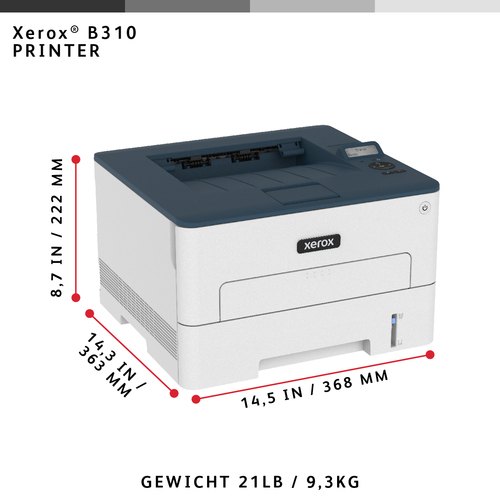 Xerox B310 A4 40 ppm draadloze dubbelzijdige printer PS3 PCL5e/6 2 laden totaal 350 vel