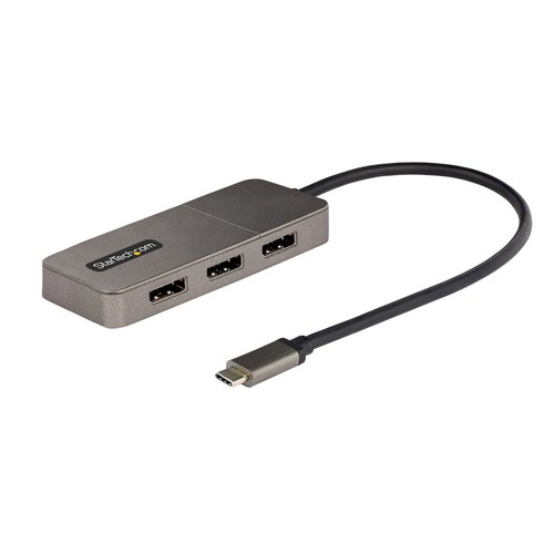 StarTech.com 3-Port USB-C Multi-Monitor Adapter, USB Type-C naar 3x DisplayPort 1.4 MST Hub, Triple 4K 60Hz DP Laptop Display Extender / Splitter, HDR, Extra-Lange Vaste Kabel - Enkel Windows