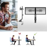 ACT Monitorarm 27" office, crossbar, 2 schermen, eenvoudig in hoogte verstelbaar