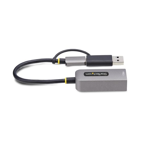 StarTech.com USB-C naar Ethernet Adapter met USB-A Dongle, 10/100/1000Mbps, USB 3.0 naar Gigabit Ethernet Netwerk Adapter, 15cm Ingebouwde Kabel, USB GbE Adapter