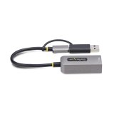 StarTech.com USB-C naar Ethernet Adapter met USB-A Dongle, 10/100/1000Mbps, USB 3.0 naar Gigabit Ethernet Netwerk Adapter, 15cm Ingebouwde Kabel, USB GbE Adapter