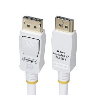 StarTech.com 3m VESA Gecertificeerde DisplayPort 1.2 Kabel, Wit, 4K 60Hz, 21.6Gbps, Vergrendelbare DP Connectors, DP 1.2, DisplayPort Kabel, DP Monitor Kabel, M/M