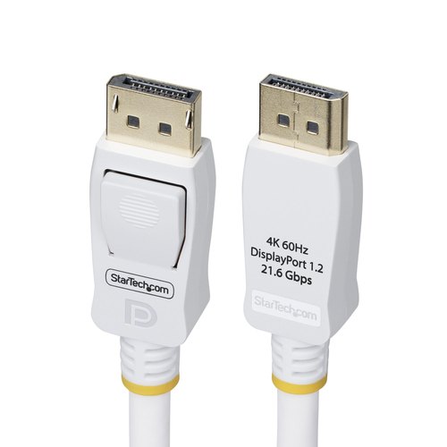 StarTech.com 3m VESA Gecertificeerde DisplayPort 1.2 Kabel, Wit, 4K 60Hz, 21.6Gbps, Vergrendelbare DP Connectors, DP 1.2, DisplayPort Kabel, DP Monitor Kabel, M/M