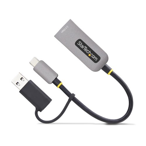 StarTech.com 2.5GbE USB-C naar Ethernet Adapter met USB-A Converter, NBASE-T NIC, USB 3.0 Type-C 2.5/1G Multi Speed Netwerk, Thunderbolt Compatibel, Windows & Mac
