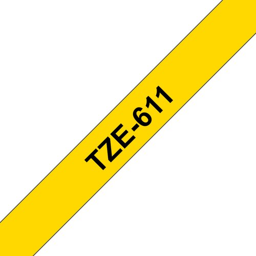 Brother TZE-611 labelprinter-tape Zwart op geel