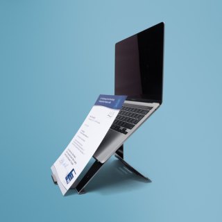 R-Go Tools Laptopstandaard R-Go Riser Document, ergonomisch, inklapbare en verstelbare standaard met documenthouder, zwart