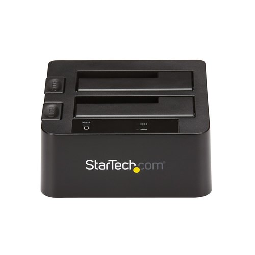 StarTech.com Dual-Bay USB 3.2 Gen 2 naar SATA HDD Docking Station, 10 Gbps Hard Drive Dock, Externe 2.5/3.5" SATA I/II/III SSD/HDD Bay, Hot-Swap Hard Drive Bay, Top-Loading Design