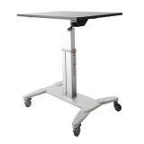 StarTech.com Mobiel Bureau - Ergonomisch Zit-Sta Computermeubel op Wielen - One Touch verstelbare Mobiele Werkplek - Bureautafel op Wielen voor Computer/Laptop - ideaal voor Onderwijs