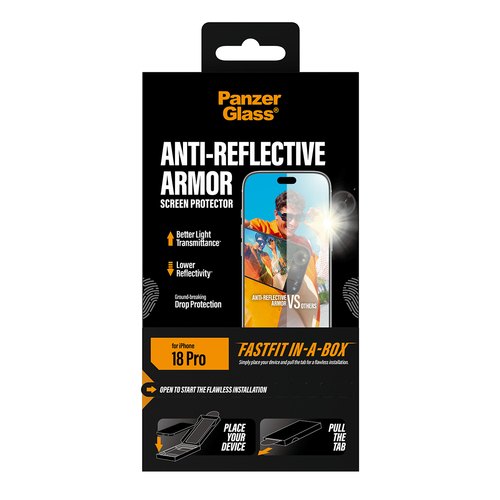 PanzerGlass ® Anti-reflective Armor Screen Protector iPhone 18 Pro | Ultra-Wide Fit w. FASTFIT IN-A-BOX Doorzichtige schermbeschermer 1 stuk(s)