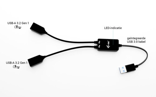 i-tec USB-A Cable HUB 2 port (2x USB-A)
