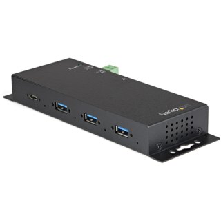 StarTech.com 4-Port USB C Hub 10Gbps - Metalen Industriële USB Type-C Hub - 3xUSB-A & 1xUSB-C - ESD & Overspanningsbeveiliging - USB-C of USB-A Host - Self-Powered Monteerbare USB 3.2 Gen 2 Hub
