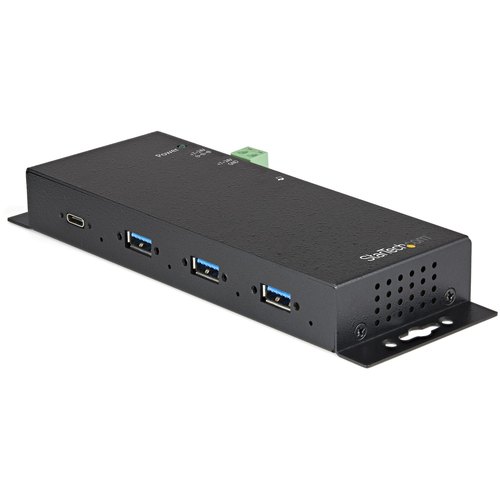 StarTech.com 4-Port USB C Hub 10Gbps - Metalen Industriële USB Type-C Hub - 3xUSB-A & 1xUSB-C - ESD & Overspanningsbeveiliging - USB-C of USB-A Host - Self-Powered Monteerbare USB 3.2 Gen 2 Hub