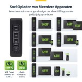 StarTech.com 140W USB-C Wandlader, 3x USB-C/1x USB-A, APFC, PD 3.1 Internationale GaN Power Adapter voor MacBook/Dell XPS/Inspiron