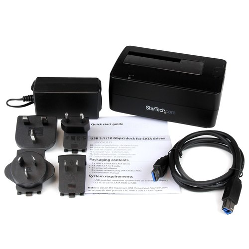 StarTech.com Single Bay USB 3.1 naar SATA HDD Docking Station, USB 3.1 (10 Gbps) Hard Drive Dock, Externe 2.5/3.5" SATA III HDD/SSD Dock Station, Hot-Swap Hard Drive Bay, Top-Loading