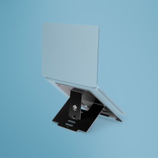 R-Go Tools Laptopstandaard R-Go Riser Flexible, ergonomisch, verstelbare inklapbare laptopverhoger, Hylite aluminium, zwart