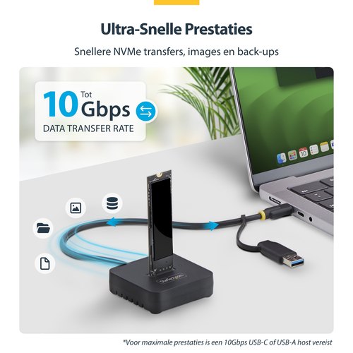 StarTech.com USB-C/USB-A naar M.2 NVMe Dock Adapter, 10Gbps, Externe M.2 NVMe SSD Lezer, B+M/M-Key, Vereist Geen Gereedschap
