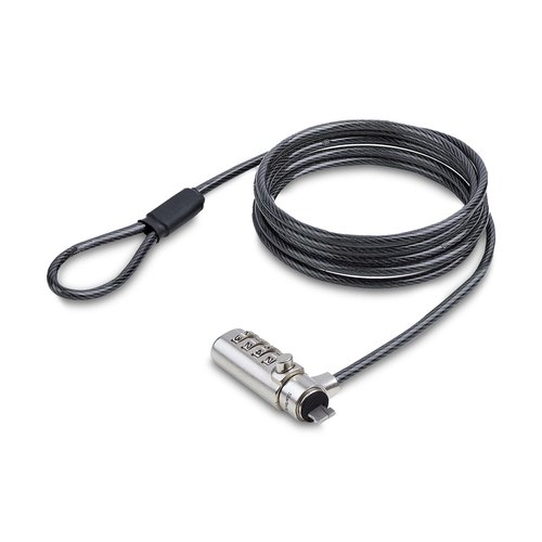 StarTech.com Nano Compatibel Laptop Kabelslot, 1,5m Slim Lock Laptop Beveiligingskabel, Anti-Diefstal Slot voor Laptop/Notebook Computer, Snijbestendige Kabel, 4-Cijferslot