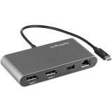 StarTech.com Dual-Monitor Thunderbolt Mini Dock, 4K 60Hz DisplayPort, Driverloze Hub voor Windows & Mac, Gigabit Ethernet, 1x USB-A (USB 5Gbps), 28cm Kabel