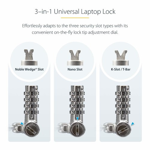 StarTech.com 25-Pack Universeel Laptop Kabelslot 2m, Security Kabel met Gedeelde Sleutel, Compatibel met Noble Wedge&reg;/Nano/K-Slot, Antidiefstal Snijbestendige Kabel