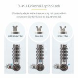 StarTech.com 25-Pack Universeel Laptop Kabelslot 2m, Security Kabel met Gedeelde Sleutel, Compatibel met Noble Wedge&reg;/Nano/K-Slot, Antidiefstal Snijbestendige Kabel