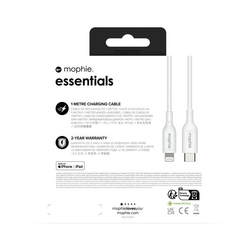 mophie essentials Lightning to USB-C | charging cable (1M) Wit