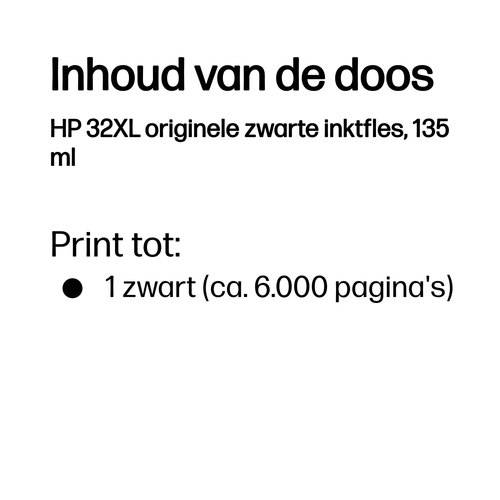 HP 32XL originele zwarte inktfles, 135 ml