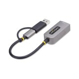 StarTech.com USB-C naar Ethernet Adapter met USB-A Dongle, 10/100/1000Mbps, USB 3.0 naar Gigabit Ethernet Netwerk Adapter, 15cm Ingebouwde Kabel, USB GbE Adapter