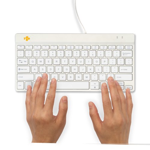 R-Go Tools Ergonomisch toetsenbord R-Go Compact Break, compact toetsenbord met pauzesoftware, QWERTY (US), bedraad, wit