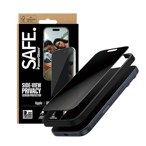 PanzerGlass SAFE. by ® 2-Way Privacy Screen Protector iPhone 17 Pro | Ultra-Wide Fit w. EasyAligner Doorzichtige schermbeschermer Apple 1 stuk(s)