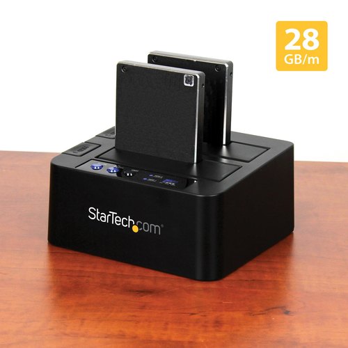 StarTech.com Standalone USB 3.1 Hard Drive Cloner, Dual Bay HDD/SSD Kloner/Copier, 10Gbps USB naar SATA III HDD/SSD Docking Station, Harde Schijf Duplicator Dock, Hard Disk Copy