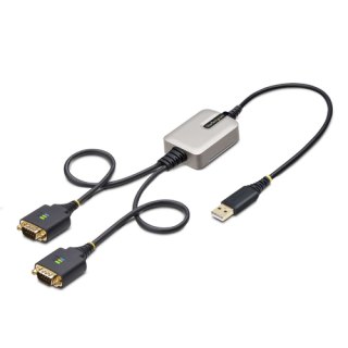 StarTech.com 60cm 2-Port USB naar Seriëel Adapter Kabel, COM Retention, Verwisselbare DB9 Schroeven/Moeren, USB-A naar RS232 DB9 Converter, FTDI IC, ESD Bescherming, Windows/macOS/ChromeOS/Linux