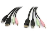 StarTech.com 1,80m 4-in-1 USB DisplayPort KVM-switch Kabel met Audio en Microfoon
