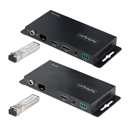 StarTech.com 4K HDMI over Fiber Extender Kit, 4K 60Hz tot 1km (Single Mode) of 300m (Multimode) LC Fiber Optic, HDR, HDCP, 3.5mm Audio/RS232/IR Extender, Transmitter & Receiver Kit, HDMI Rx/Tx